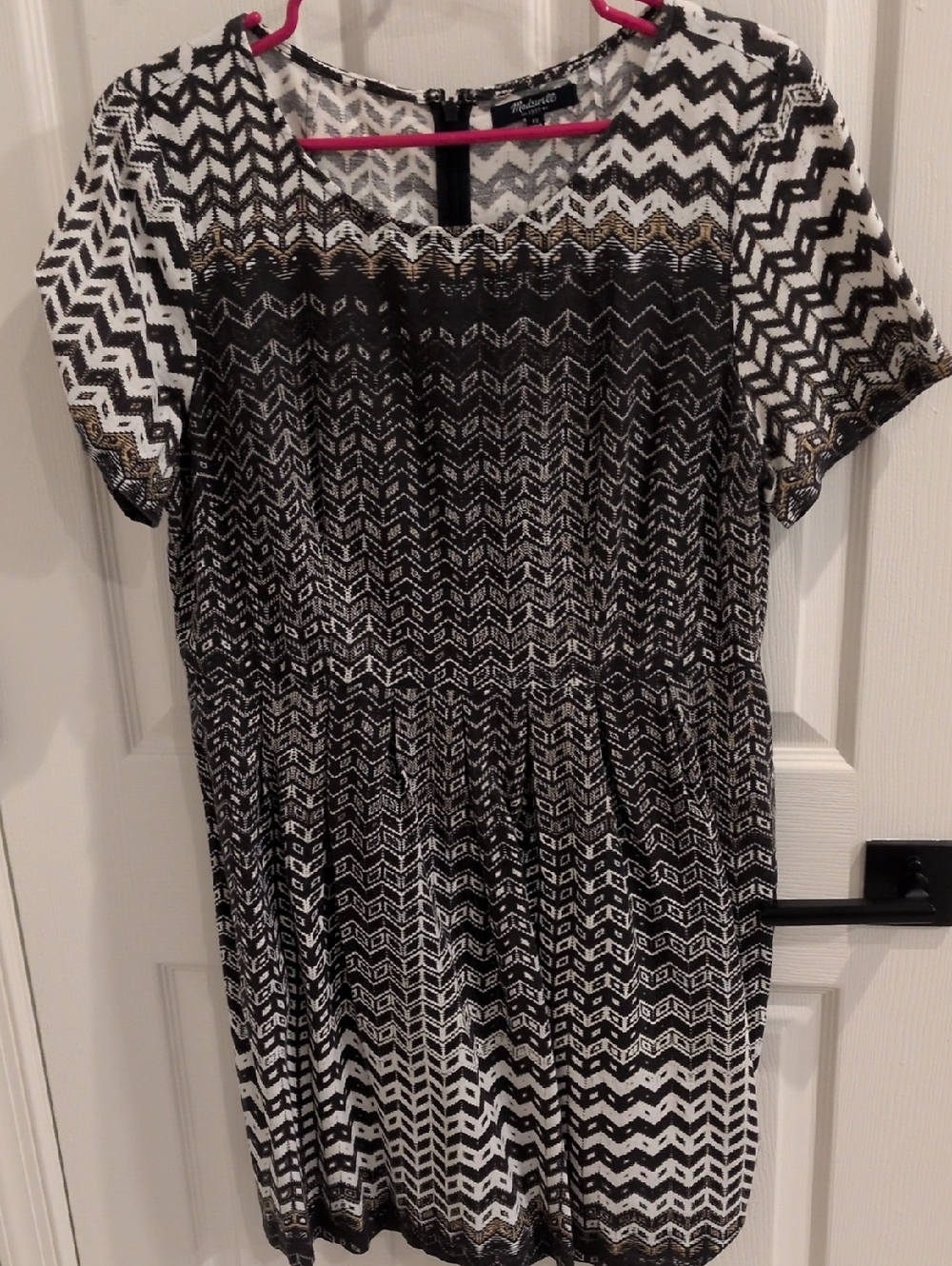Madewell brown And Tan patterned short sleeve dress size 12